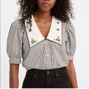 levi's royce short sleeve collar blouse